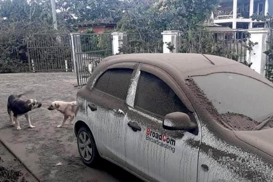 Car covered in a thick layer of ash after eruption (Consulate of the Kingdom of Tonga)