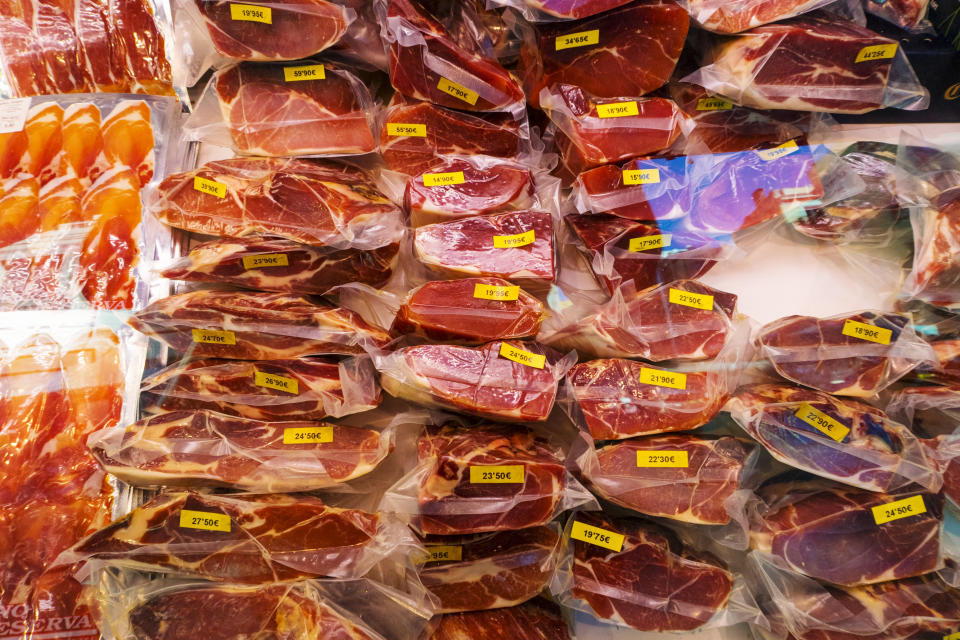 Jamón de bellota, Mercado de la Boquería