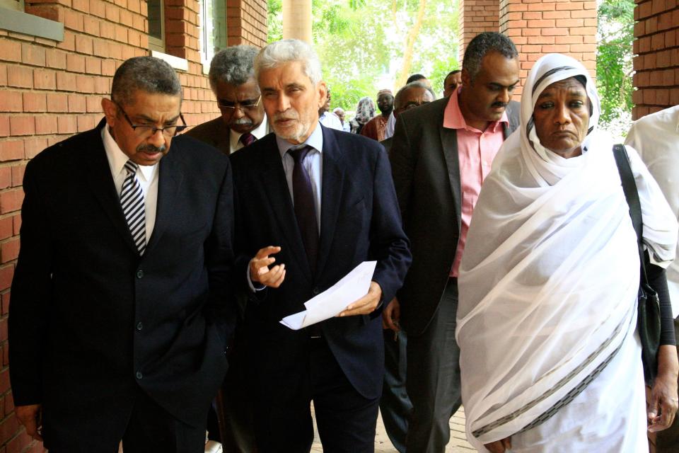 African Union's envoy to Sudan Mohamed Hacen Lebatt (C) speaks with members of a  delegation from the Alliance of Freedom and Change, in the Ethiopian embassy in the Sudanese capital Khartoum, on June 7, 2019. (Photo by Ebrahim Hamid / AFP)        (Photo credit should read EBRAHIM HAMID/AFP/Getty Images)