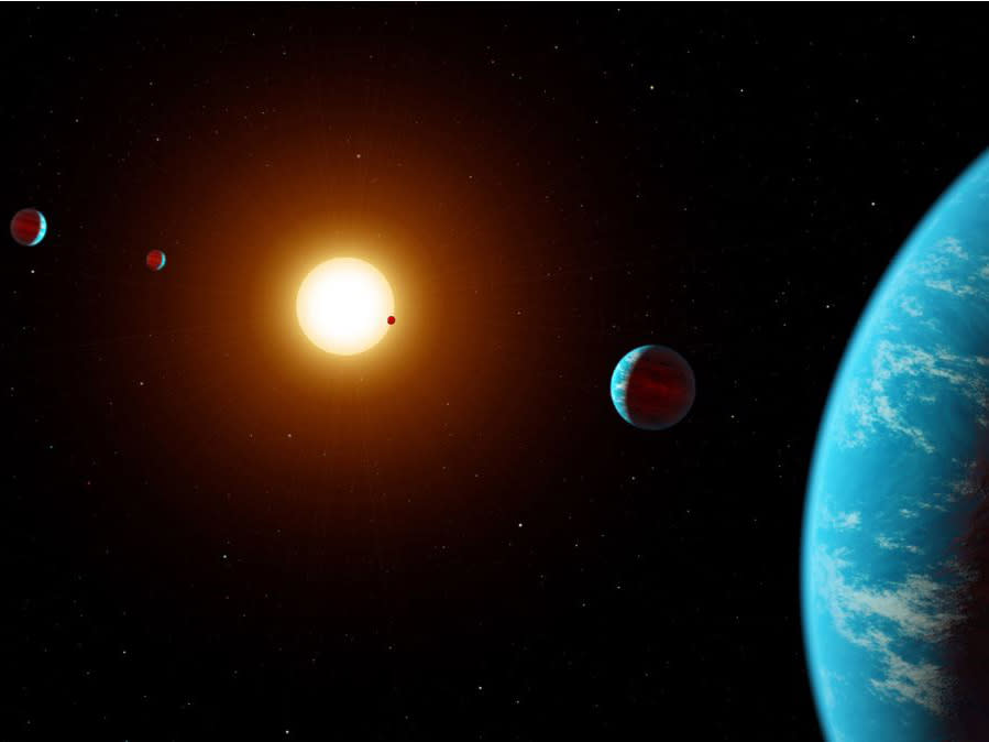 An artist conception of the K2-138, the first multi-planet system discovered by citizen scientists: NASA