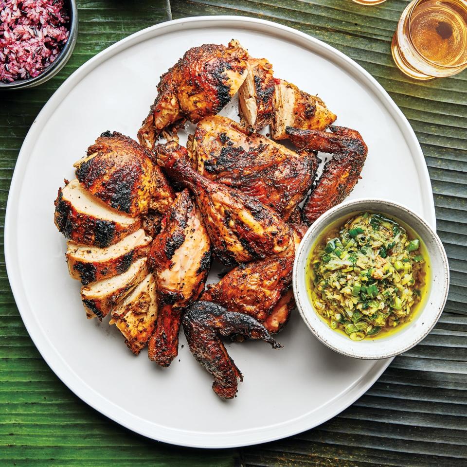 Grilled Butterflied Chicken With Lemongrass Sauce. (Get the recipe)