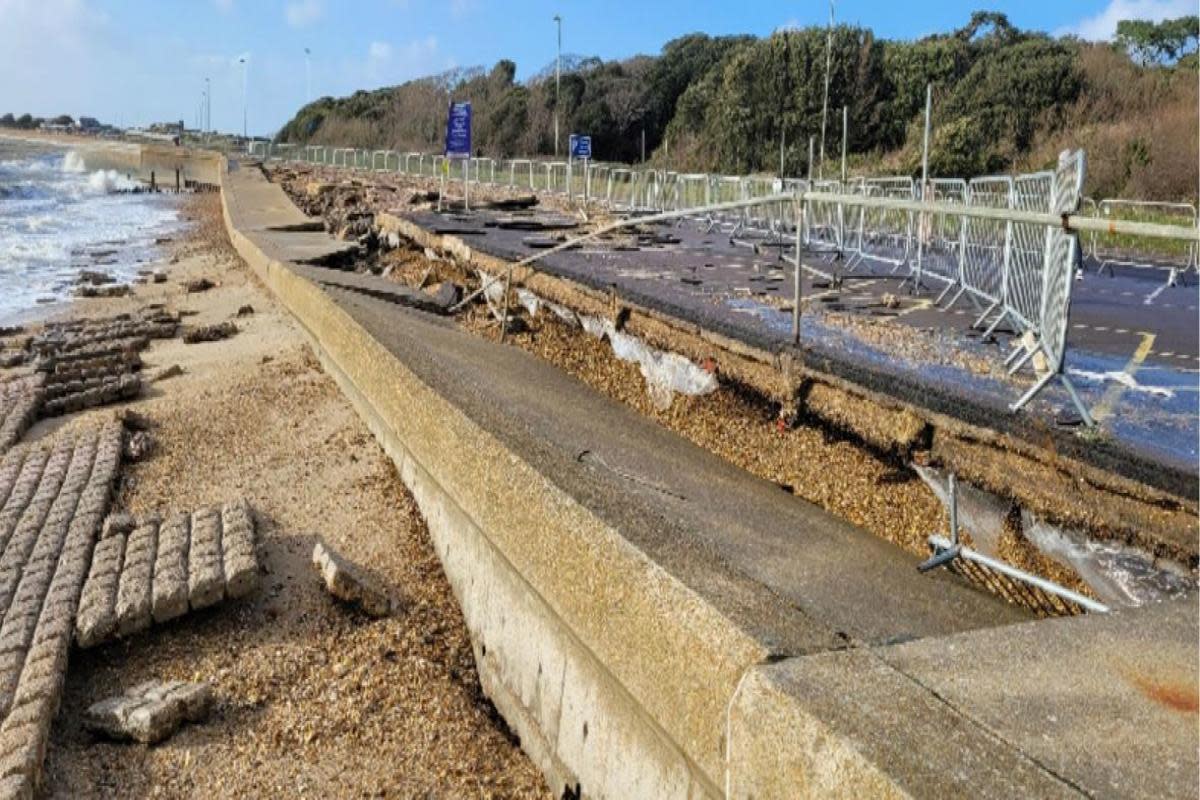 A large section of the seawall and promenade at Stokes Bay, Gosport, was damaged  by Storm Eunice in February 2022 Image: Supplied