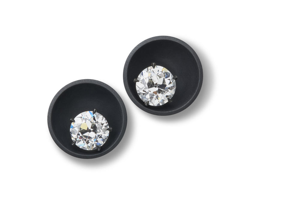 Hemmerle diamond and aluminum earrings.