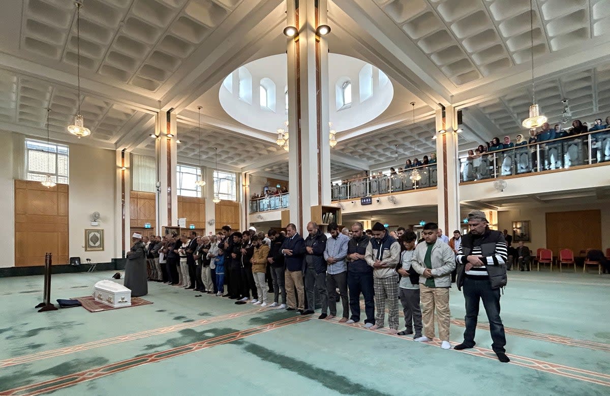 A prayer service for Dlava Mohamed at the Islamic Cultural Centre in Dublin (PA)