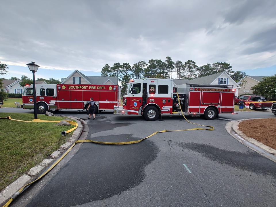 The Southport Fire Department responded to a plane crash at a house on Frying Pan Road on Sunday afternoon.