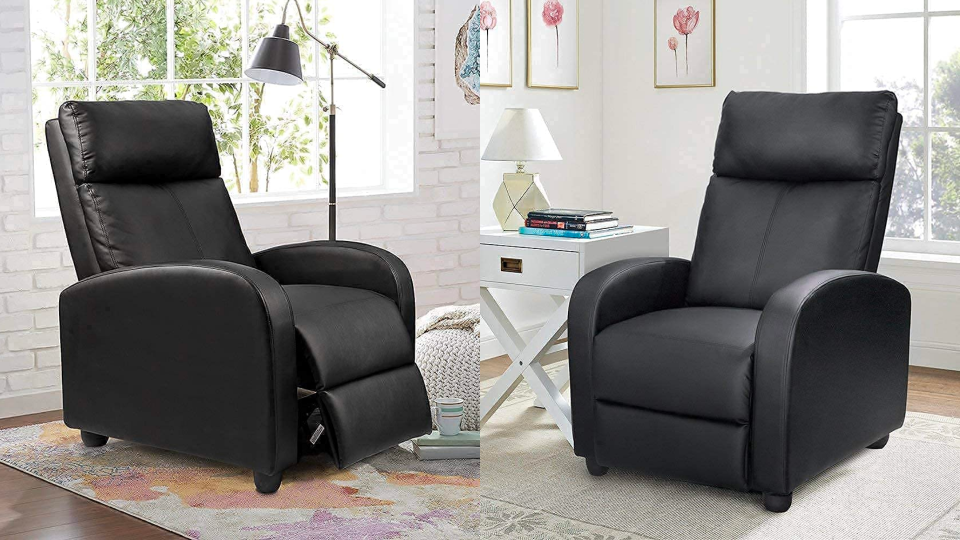Made from faux leather, this chair has soft padding that is easy to relax into.