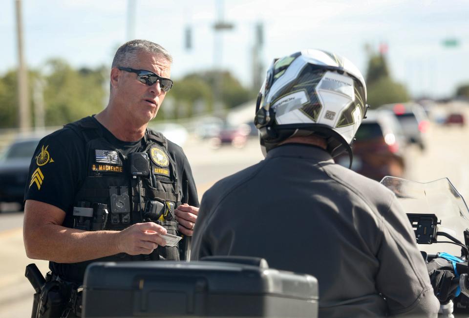 Doug MacKenzie, a sergeant with the Indian River County SheriffÕs Office, patrols Indian River Boulevard, pulling over motorists exceeding 60 mph in a 45 mph zone, February 6, 2024.