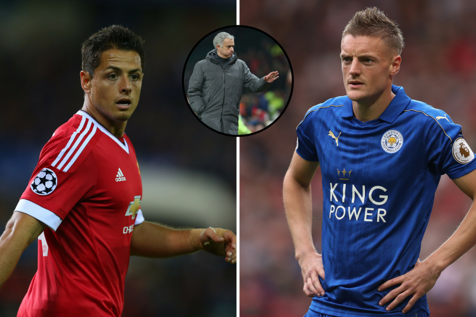 Transfer targets: Chicharito and Jamie Vardy are reportedly being eyed by Manchester United