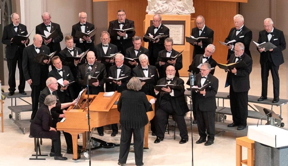 Community Men's Chorus, Chiaroscuro, is pictured performing live in concert May 2023, during the chorus' 10th anniversary year. The men's chorus will close out 2023 with its annual Yuletide Choral Concert coming up at 7:30 p.m. Wednesday, Dec. 13.