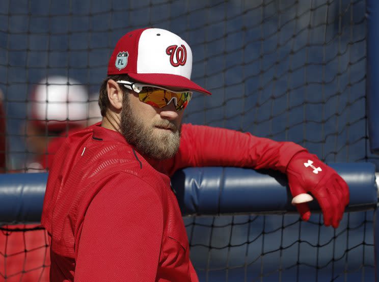 A down year at the plate hasn’t impacted Bryce Harper’s draft stock too much. (AP Photo)