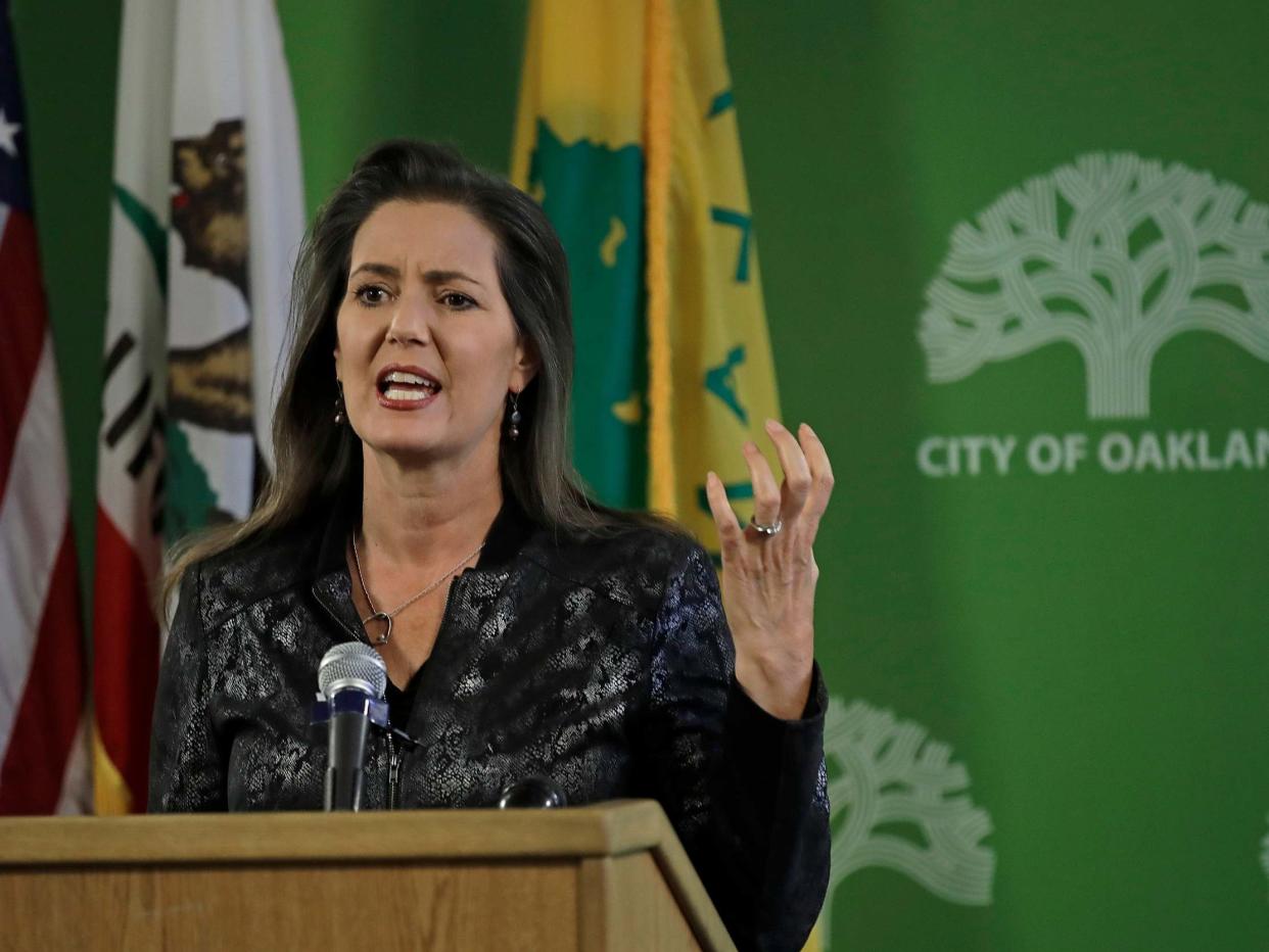 Oakland Mayor Libby Schaff discussed nooses located at Lake Merritt on Wednesday: AP