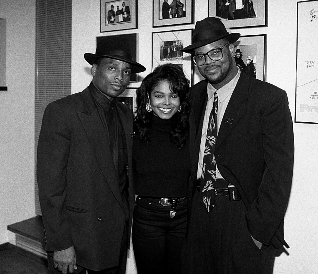 Janet Jackson withTerry Lewis and Jimmy Jam at the opening of Jam & Lewis's Flyte Tyme Studios in Minnesota in 1989. (Photo: Raymond Boyd/Getty Images)