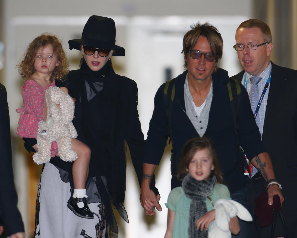 Nicole Kidman is now married to singer Keith Urban and has two kids, Sunday Rose and Faith Margaret, seen here in 2014. Source: Getty