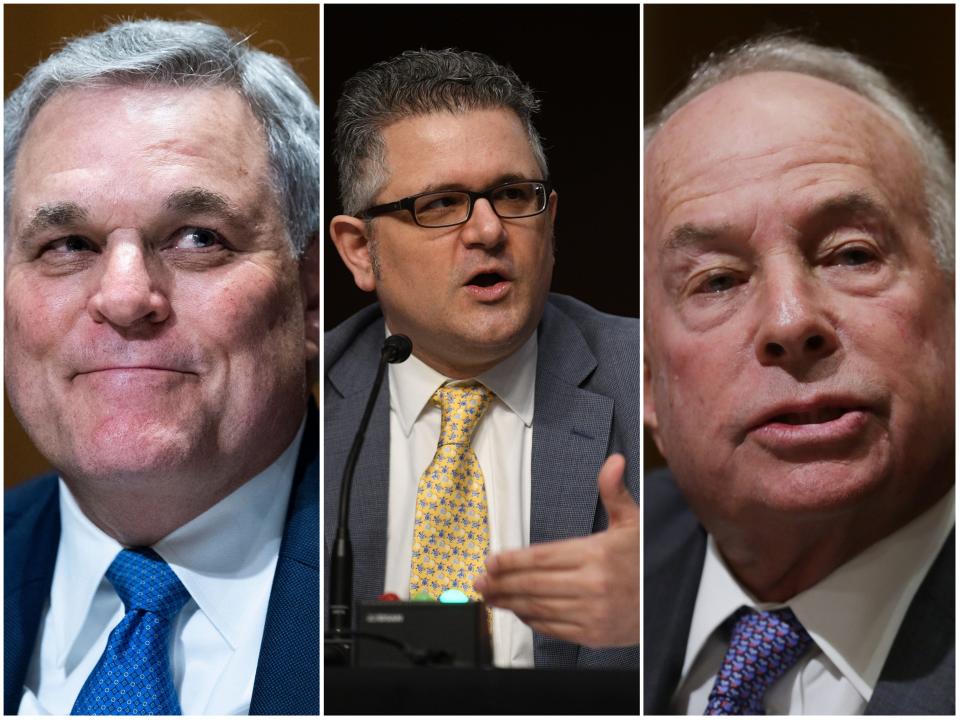 IRS commissioner Charles Rettig; Mark Calabria, director of the Federal Housing Finance Agency; Andrew Saul commissioner of the Social Security Administration