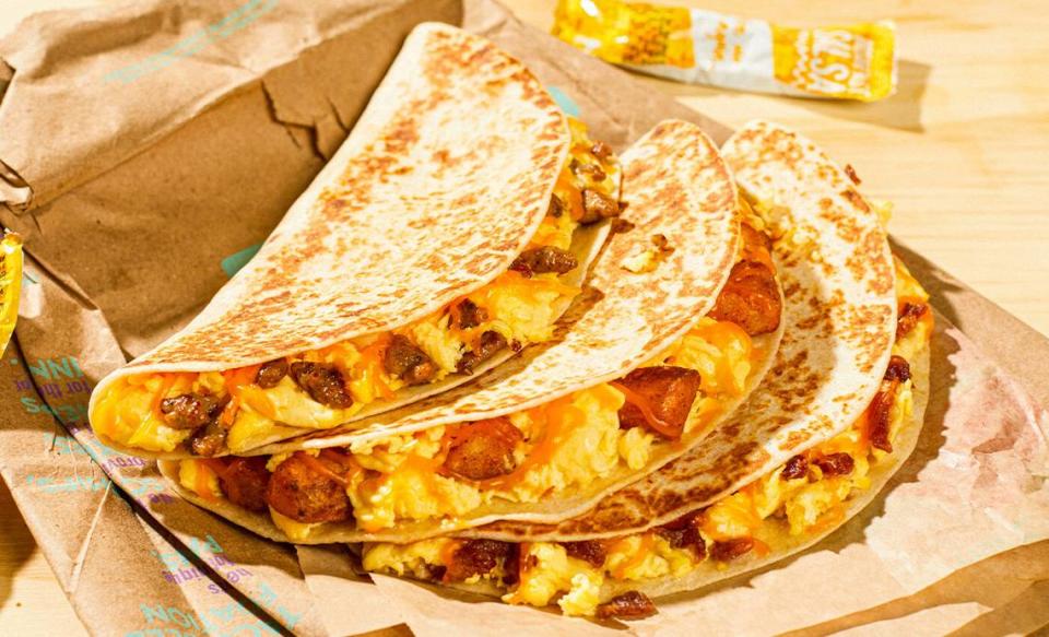 Taco Bell’s Toasted Breakfast Tacos will debut at restaurants nationwide on Oct. 12.