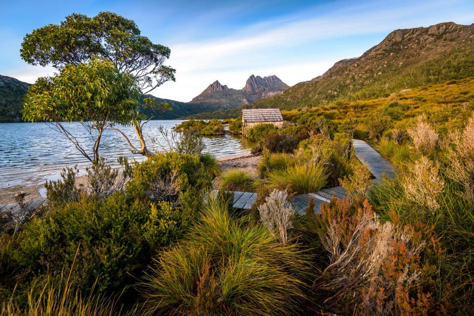 Fields by the sea in Tasmania.