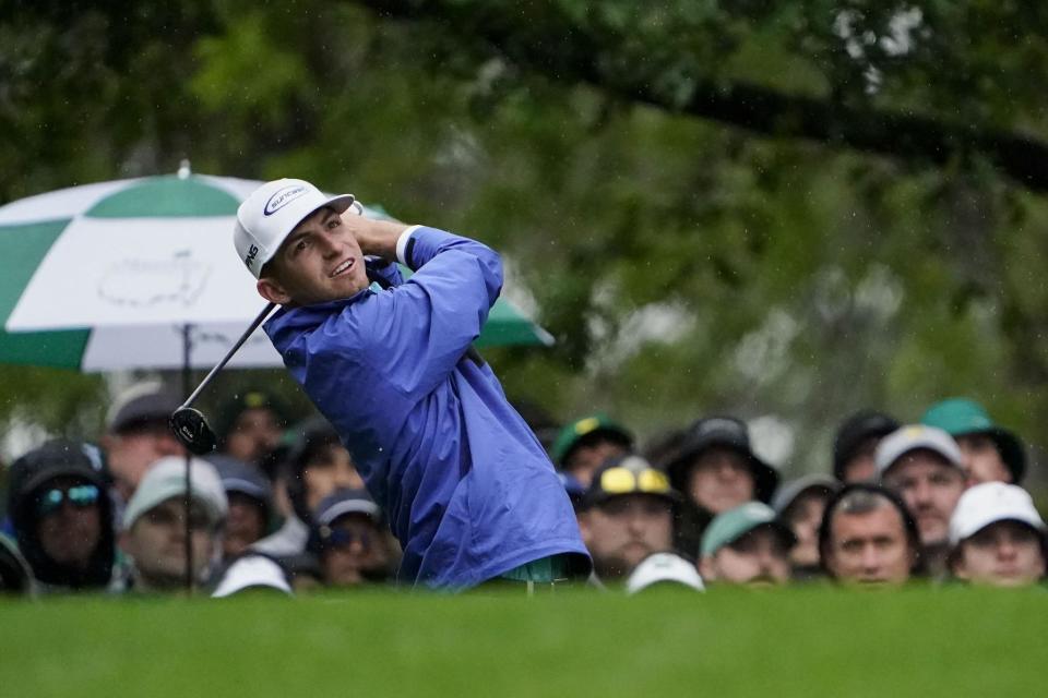 Sam Bennett tees off on the fourth hole of Saturday's third round. He remains in third place.