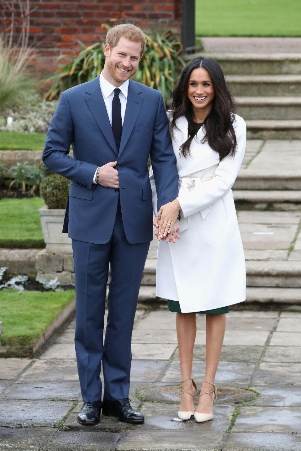 Prince Harry and Meghan Markle at Kensington Palace after announcing their engagement