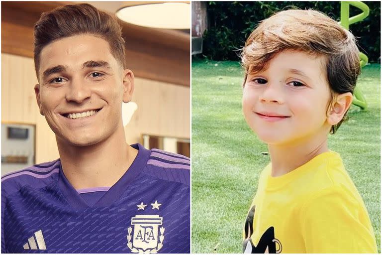 Afirman que Julián Álvarez viajó en el tiempo y es en realidad Mateo Messi (Foto: Instagram @juliaanalvarez / @antonelaroccuzzo)