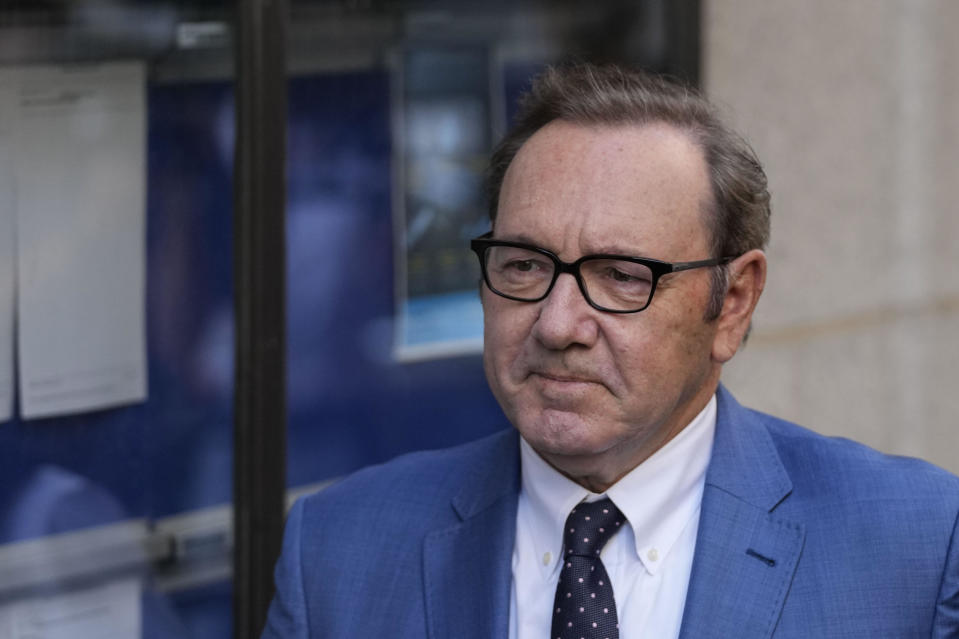 Actor Kevin Spacey arrives at the Old Bailey, in London, July 14, 2022. Spacey appeared at the court in London after he was charged with sexual offenses against three men. / Credit: Frank Augstein/AP