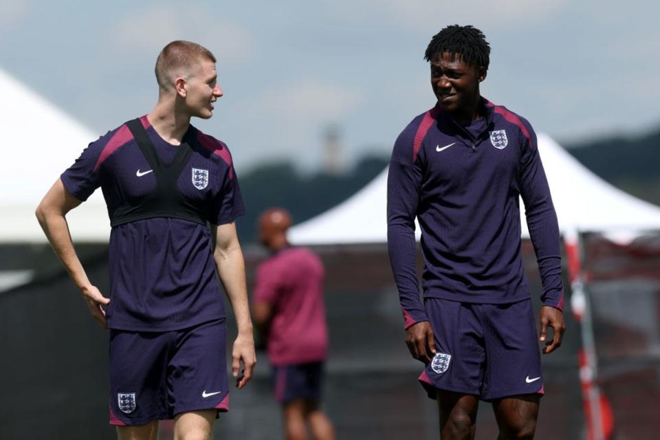 Adam Wharton (left) was denied the chance to make the England XI in Germany (FA via Getty Images)