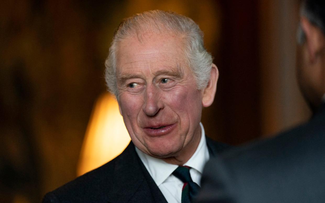 King Charles III ascended throne Queen Elizabeth II coronation crown prince wales royal family monarchy buckingham palace heir apparent line succession - KIRSTY O'CONNOR/AFP/Getty Images