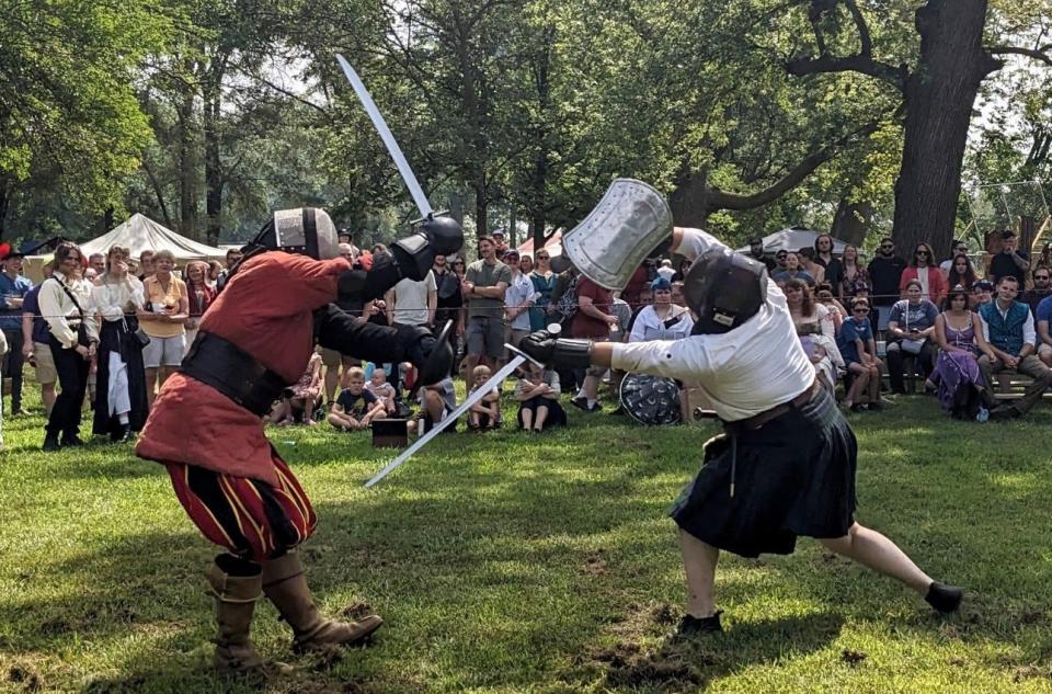 Sword fights are one of the activities attendees of the Ames Renaissance Faire can try.