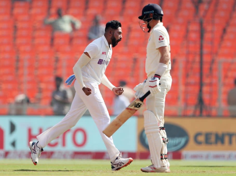 Mohammed Siraj takes the wicket of Joe RootGetty Images