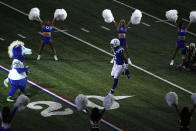 Indianapolis Colts quarterback Anthony Richardson is introduced before the start of an NFL football game against the Jacksonville Jaguars Sunday, Sept. 10, 2023, in Indianapolis. (AP Photo/Darron Cummings)