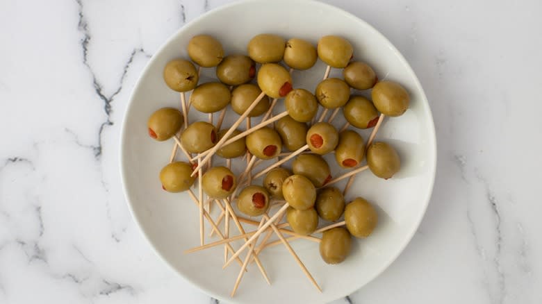 pimiento olives on sticks