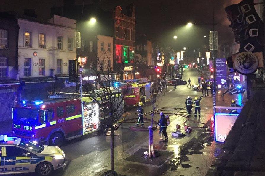 Police and firefighters at the scene of the fire in Camden (Lena K Holder)