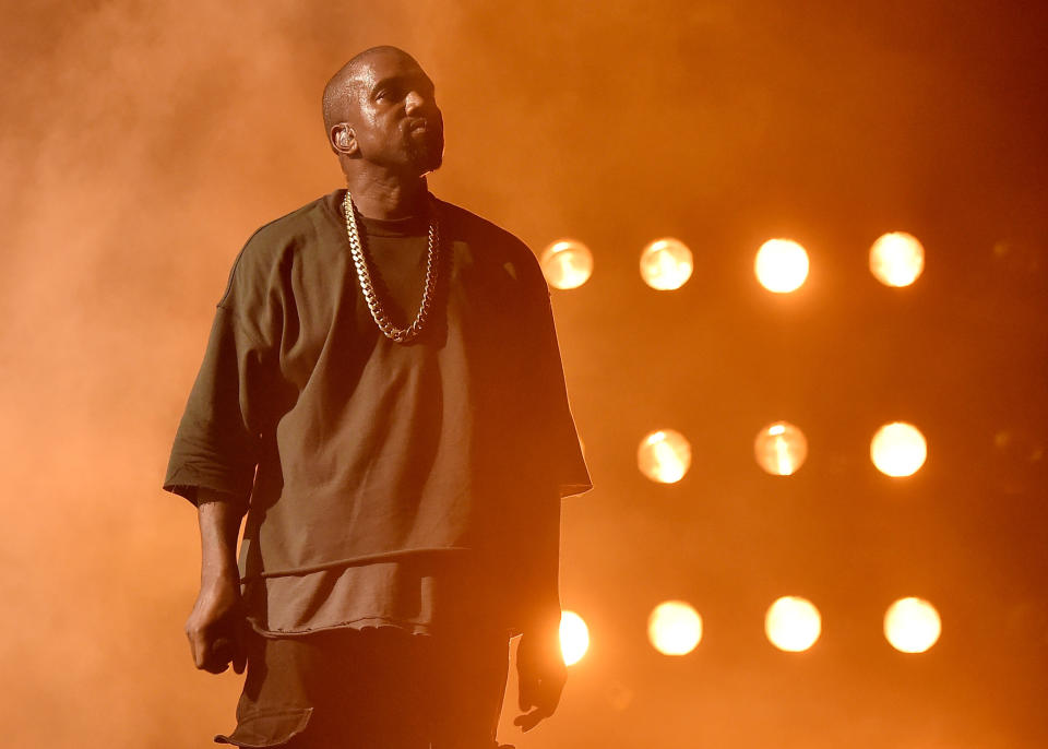 Musician Kanye West performs onstage at the 2015 iHeartRadio Music Festival at MGM Grand Garden Arena on September 18, 2015 in Las Vegas, Nevada.