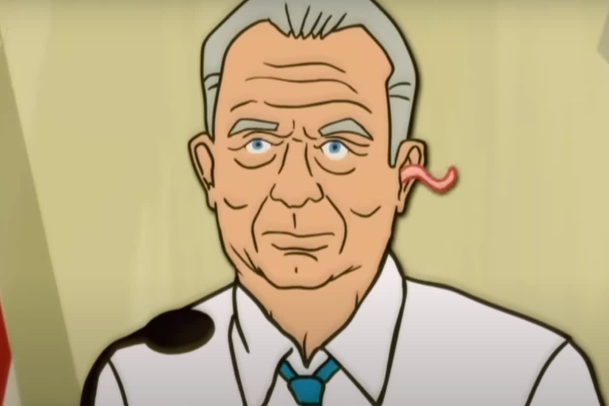 Independent presidential candidate Robert F Kennedy Jr depicted in cartoon form on The Late Show with Stephen Colbert (The Late Show with Stephen Colbert/YouTube)