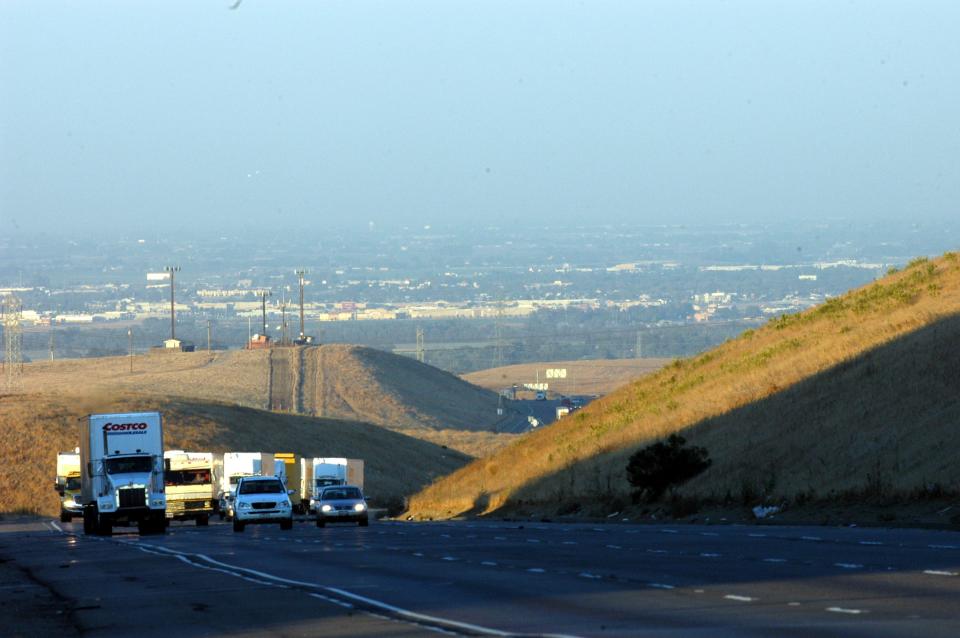 The Tracy area seen from the Altmont Pass. Valley Link is a commuter train that transportation agencies say would significantly reduce traffic on the Altamont.
