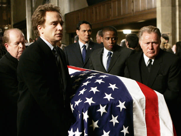 John Aylward, Bradley Whitford, Jimmy Smits, Dule Hill and Martin Sheen in ‘The West Wing’ - Credit: Everett Collection