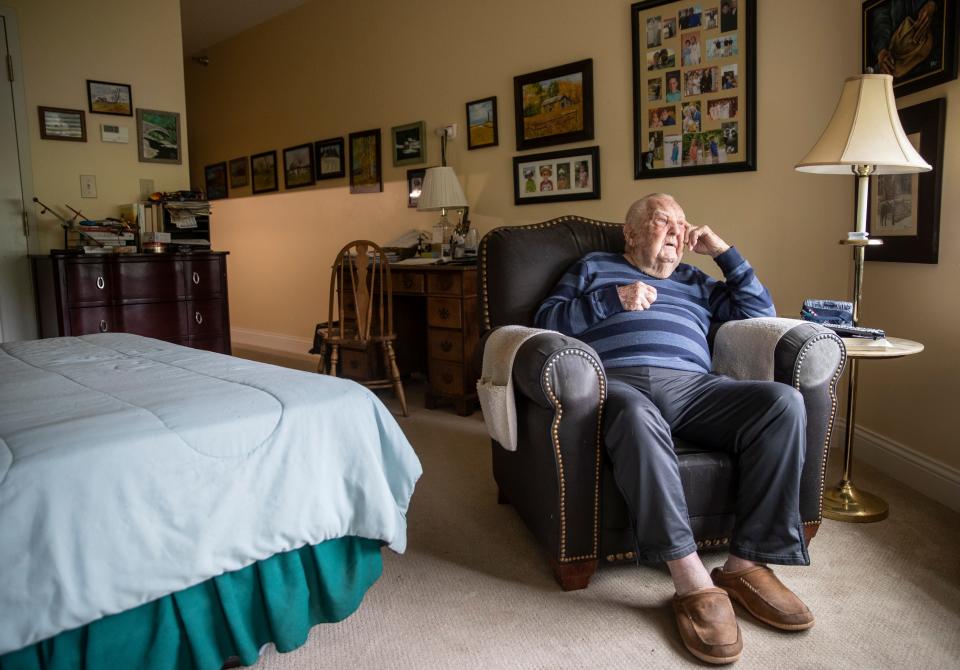 Dick Purkins, 89, a resident at Magnolia Springs Senior Living Community, was asked about memories of his father's on Father's Day. May 24, 2022