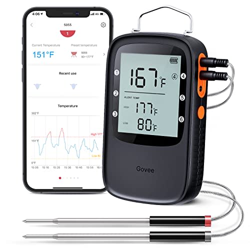 Govee Bluetooth Meat Thermometer, Wireless Meat Thermometer for Smoker Oven, Digital Grill Ther…