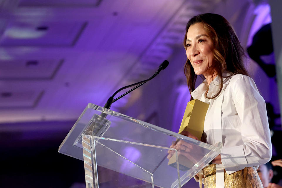 Michelle Yeoh accepts the Share Her Journey Groundbreaker Award at TIFF - Credit: Getty Images