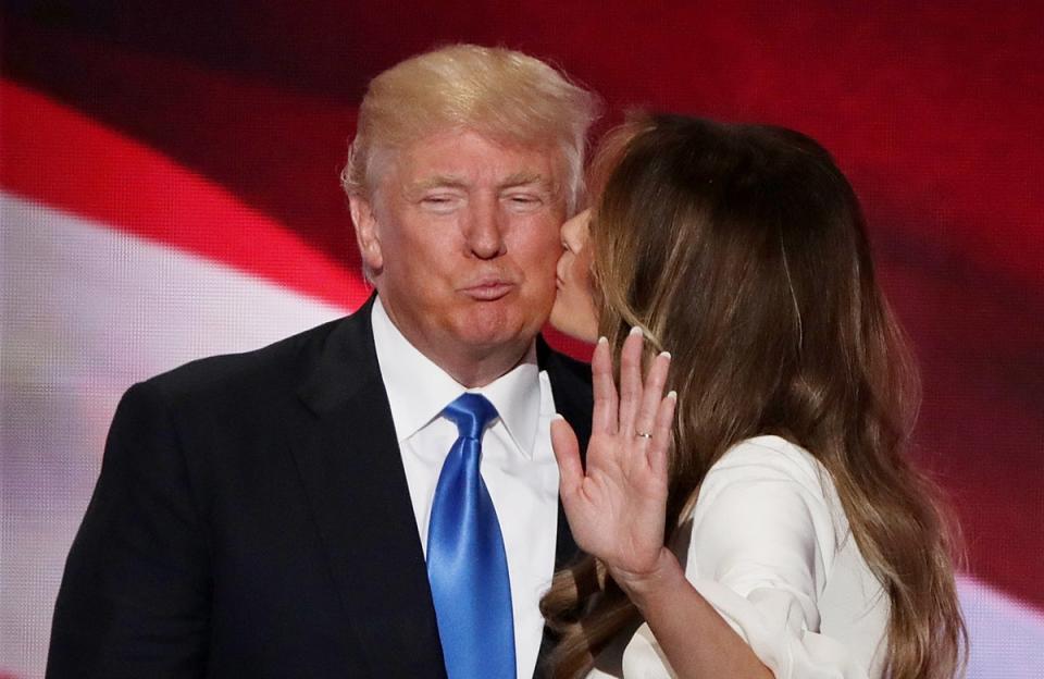 Mr Trump waxed lyrical about his wife, the former First Lady, during a town hall event in South Carolina on Tuesday (Getty Images)