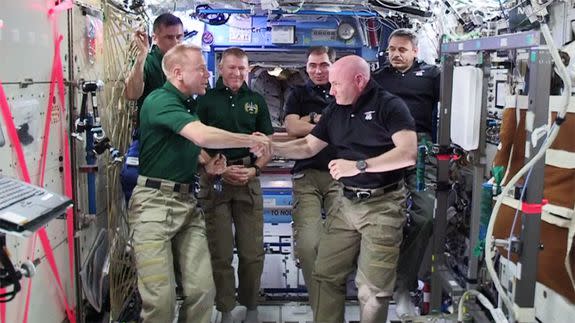Scott Kelly handing over space station command in February 2016.