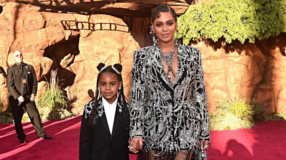 Blue Ivy Carter and Beyonce Knowles-Carter attend the World Premiere of Disney’s “THE LION KING” on July 09, 2019 in Hollywood, California. (Photo by Alberto E. Rodriguez/Getty Images for Disney)
