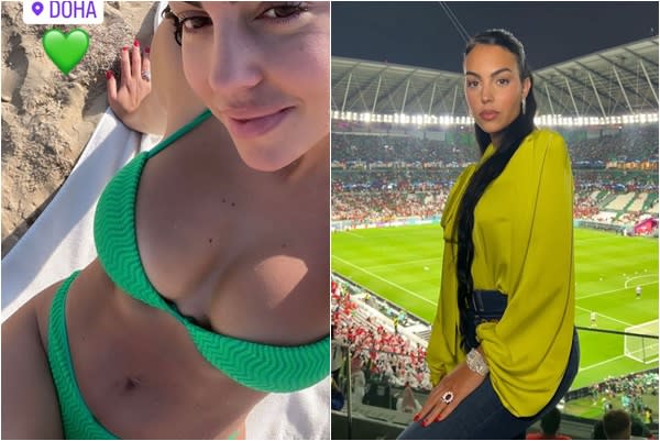 星C羅（Cristiano Ronaldo）的女友曬喬姬娜(Georgina Rodriguez)曬比基尼辣照。合成照片