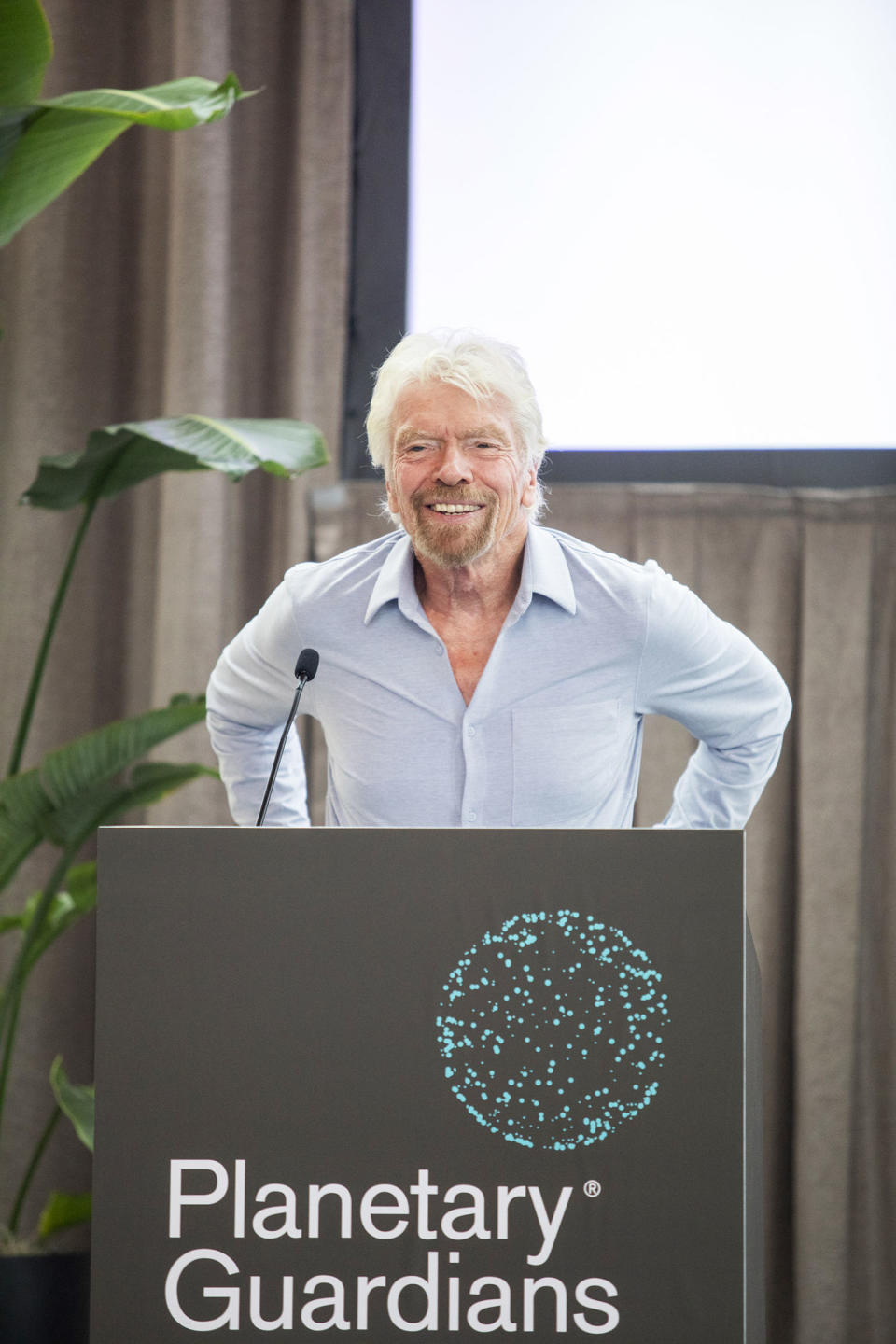 Richard Branson announces the launch of Planetary Guardians while at his flagship Virgin Hotel in Manhattan on Monday, Sept. 18, 2023. (Christopher Farber / Virgin)