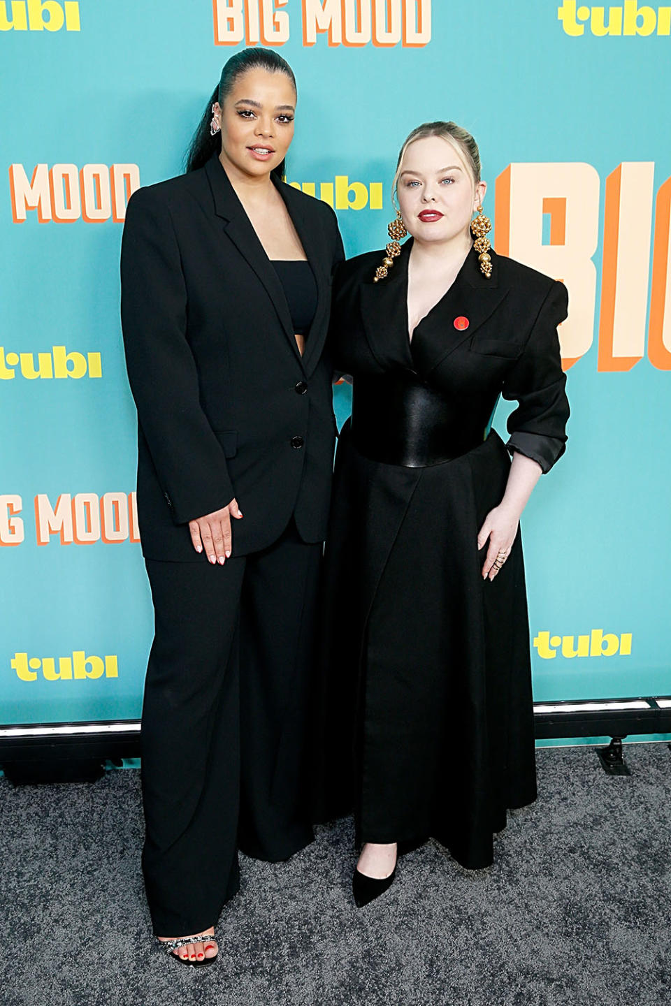 (L-R) Lydia West and Nicola Coughlan attend the "Big Mood" New York Premiere at The Whitby Hotel on April 04, 2024 in New York City.