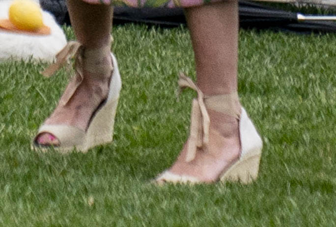 A closer look at Jill Biden’s espadrille wedges at the White House Easter Egg Roll on April 18, 2022. - Credit: AP