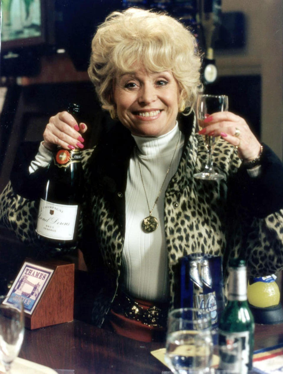 Dame Barbara Windsor as Queen Vic landlady Peggy Mitchell in EastEnders (Credit: BBC/PA)