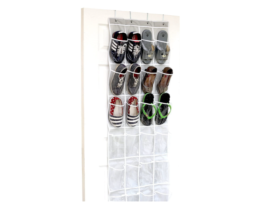 3) Simple Houseware Over The Door Hanging Shoe Organizer