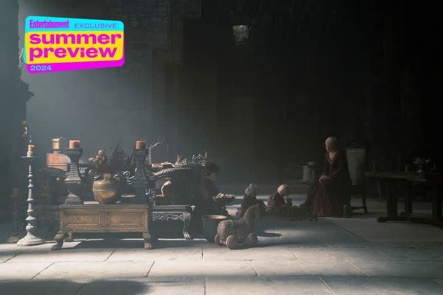 <p>Theo Whitman/HBO</p> Rhaenyra Targaryen watches over her younger children at Dragonstone in 'House of the Dragon' season 2
