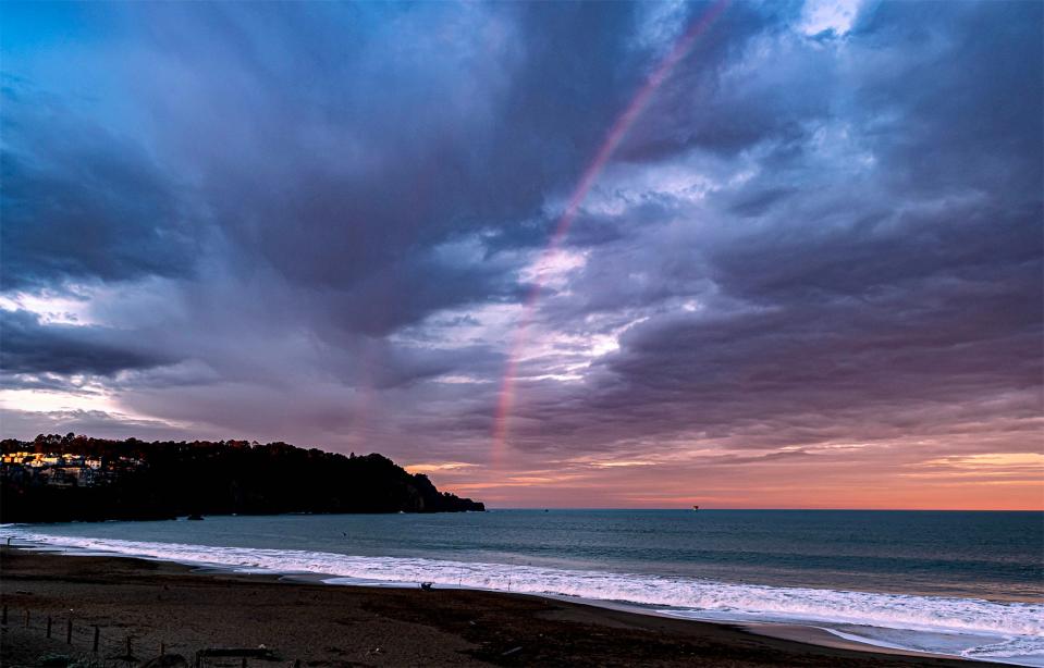 Morris Senegor of Stockton used a Nikon D5500 DSLR camera to photograph a rainbow at Baker Beach in San Francisco.