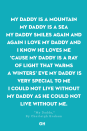 <p>My four-year-old daughter handed me a card.</p><p><em>To Daddy</em> written on the front</p><p>And inside, a rough field</p><p>Of five-pointed lights, and the words</p><p>You’re my favorite Daddy in the stars.</p>
